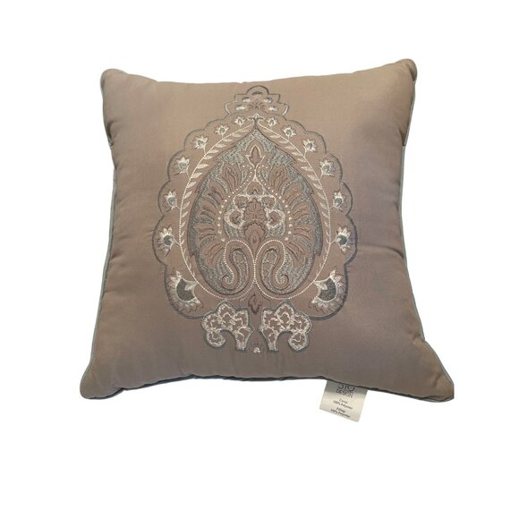 Designer Square Throw Pillow Cushion Embroidered India Exotic Polyester 18 x 18 - Picture 8 of 8